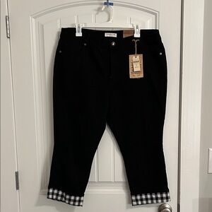 Coldwater Creek Women's Black Jeans with Checkered Cuffs